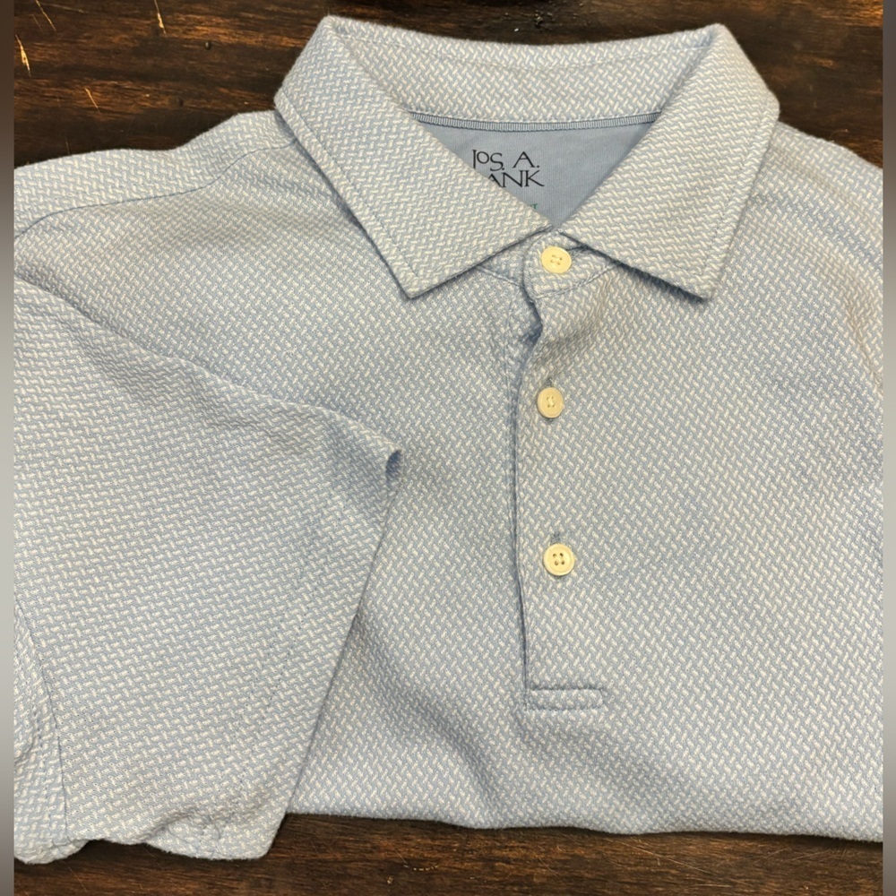 Jos. A. Bank Light Blue Patterned Polo Shirt tailored fit size medium